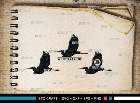 Great Heron Monogram, Great Heron Silhouette, Great Heron SVG, Heron Svg, Bird Svg, Bird Heron Svg, SB00275 SVG ETC Craft 
