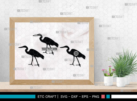 Great Heron Monogram, Great Heron Silhouette, Great Heron SVG, Heron Svg, Bird Svg, Bird Heron Svg, SB00275 SVG ETC Craft 