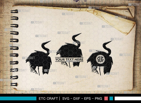 Great Heron Monogram, Great Heron Silhouette, Great Heron SVG, Heron Svg, Bird Svg, Bird Heron Svg, SB00275 SVG ETC Craft 