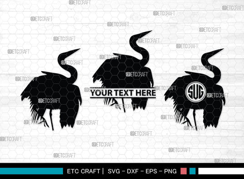 Great Heron Monogram, Great Heron Silhouette, Great Heron SVG, Heron Svg, Bird Svg, Bird Heron Svg, SB00275 SVG ETC Craft 