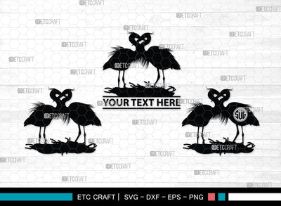 Great Heron Monogram, Great Heron Silhouette, Great Heron SVG, Heron Svg, Bird Svg, Bird Heron Svg, SB00275 SVG ETC Craft 