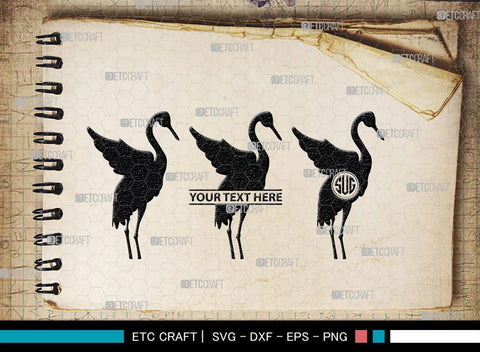 Great Heron Monogram, Great Heron Silhouette, Great Heron SVG, Heron Svg, Bird Svg, Bird Heron Svg, SB00275 SVG ETC Craft 
