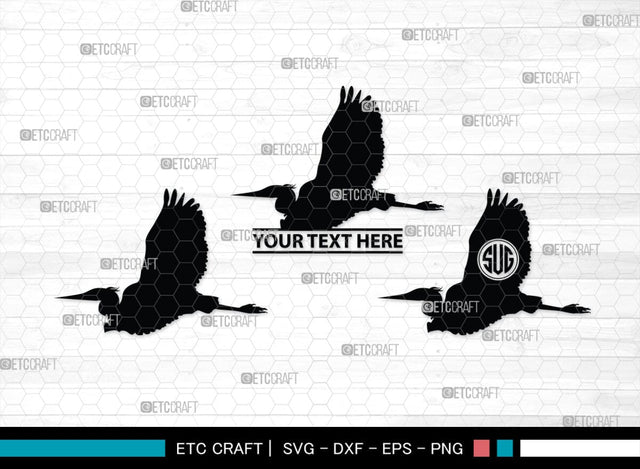 Great Heron Monogram, Great Heron Silhouette, Great Heron SVG, Heron Svg, Bird Svg, Bird Heron Svg, SB00275 SVG ETC Craft 