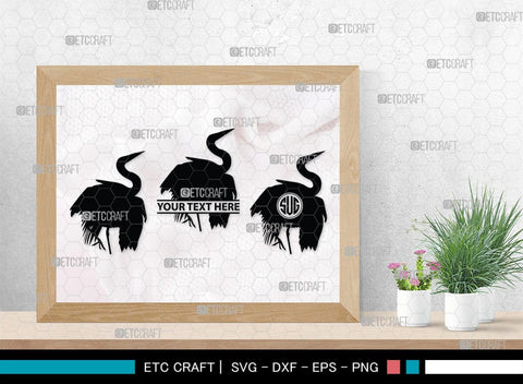 Great Heron Monogram, Great Heron Silhouette, Great Heron SVG, Heron Svg, Bird Svg, Bird Heron Svg, SB00275 SVG ETC Craft 