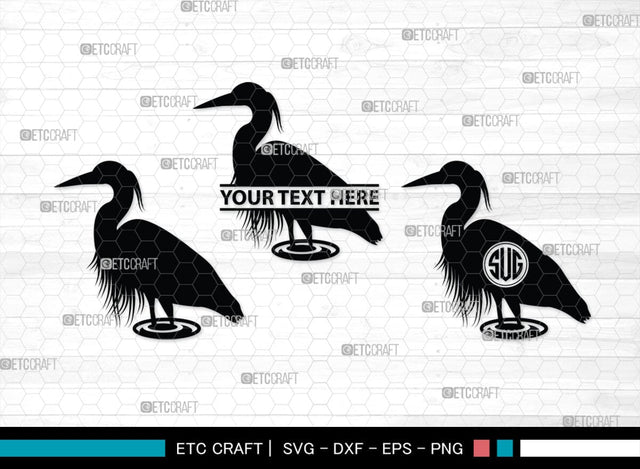 Great Heron Monogram, Great Heron Silhouette, Great Heron SVG, Heron Svg, Bird Svg, Bird Heron Svg, SB00275 SVG ETC Craft 