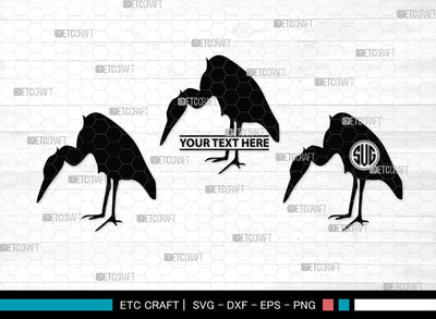 Great Heron Monogram, Great Heron Silhouette, Great Heron SVG, Heron Svg, Bird Svg, Bird Heron Svg, SB00275 SVG ETC Craft 