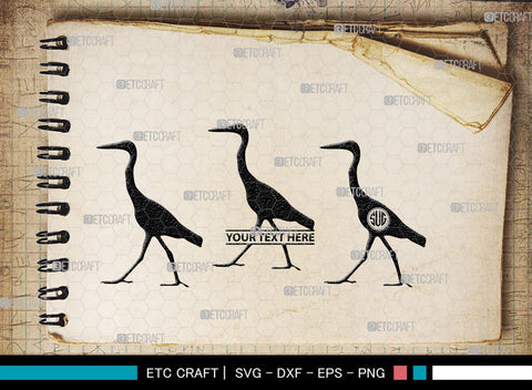 Great Heron Monogram, Great Heron Silhouette, Great Heron SVG, Heron Svg, Bird Svg, Bird Heron Svg, SB00275 SVG ETC Craft 