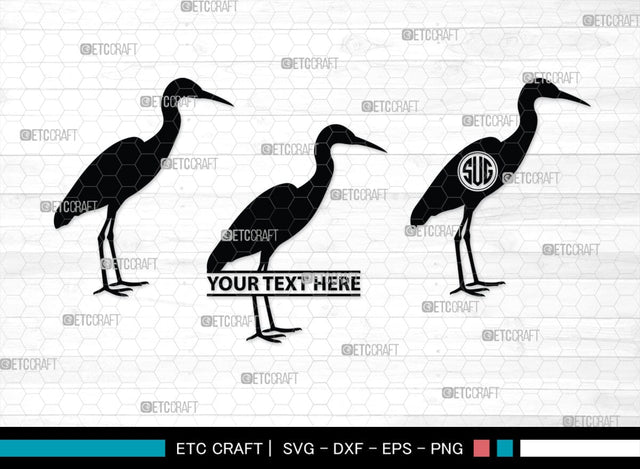 Great Heron Monogram, Great Heron Silhouette, Great Heron SVG, Heron Svg, Bird Svg, Bird Heron Svg, SB00275 SVG ETC Craft 