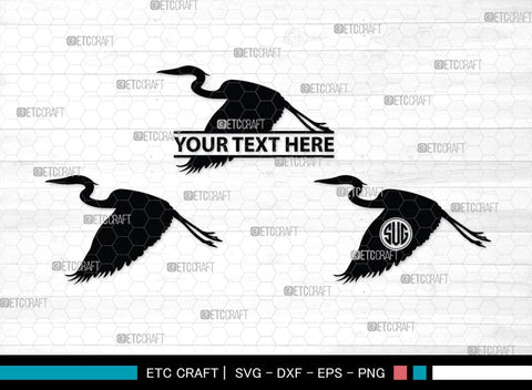 Great Heron Monogram, Great Heron Silhouette, Great Heron SVG, Heron Svg, Bird Svg, Bird Heron Svg, SB00275 SVG ETC Craft 
