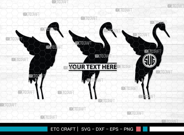 Great Heron Monogram, Great Heron Silhouette, Great Heron SVG, Heron Svg, Bird Svg, Bird Heron Svg, SB00275 SVG ETC Craft 