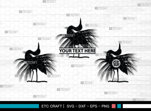 Great Heron Monogram, Great Heron Silhouette, Great Heron SVG, Heron Svg, Bird Svg, Bird Heron Svg, SB00275 SVG ETC Craft 