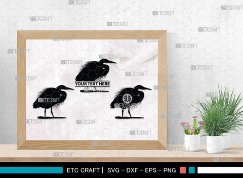 Great Heron Monogram, Great Heron Silhouette, Great Heron SVG, Heron Svg, Bird Svg, Bird Heron Svg, SB00275 SVG ETC Craft 