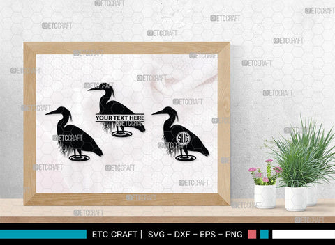 Great Heron Monogram, Great Heron Silhouette, Great Heron SVG, Heron Svg, Bird Svg, Bird Heron Svg, SB00275 SVG ETC Craft 