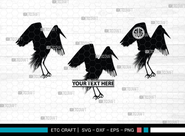 Great Heron Monogram, Great Heron Silhouette, Great Heron SVG, Heron Svg, Bird Svg, Bird Heron Svg, SB00275 SVG ETC Craft 