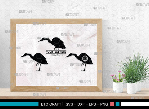 Great Heron Monogram, Great Heron Silhouette, Great Heron SVG, Heron Svg, Bird Svg, Bird Heron Svg, SB00275 SVG ETC Craft 