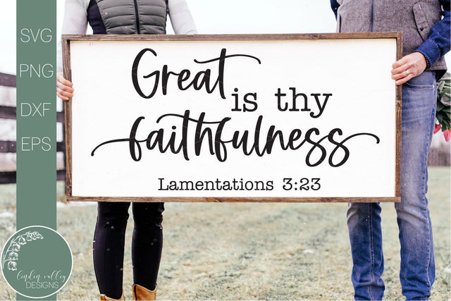Great Is Thy Faithfulness Svg-Bible Verse Svg-Farmhouse Hymn Svg SVG Linden Valley Designs 