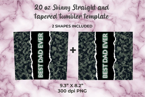Gree Camouflage Best Dad Ever 20oz Skinny Tumbler Wrap Template Sublimation Sublimation Sublimatiz Designs 