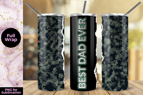 Gree Camouflage Best Dad Ever 20oz Skinny Tumbler Wrap Template Sublimation Sublimation Sublimatiz Designs 
