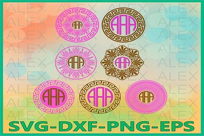 Greek Monogram Frames SVG, Greek Key SVG AlexSVGStudio 