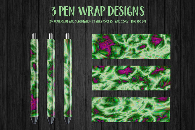 Green Abstract Pen Wrap Sublimation or Waterslide Sublimation LaBelezoka 