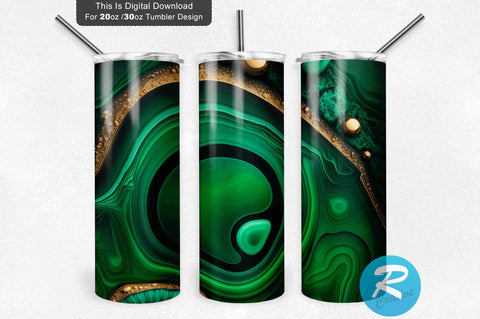 Green Agate Golden 20 oz / 30 oz Tumbler PNG Sublimation Regulrcrative 