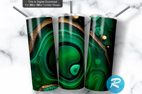 Green Agate Golden 20 oz / 30 oz Tumbler PNG Sublimation Regulrcrative 