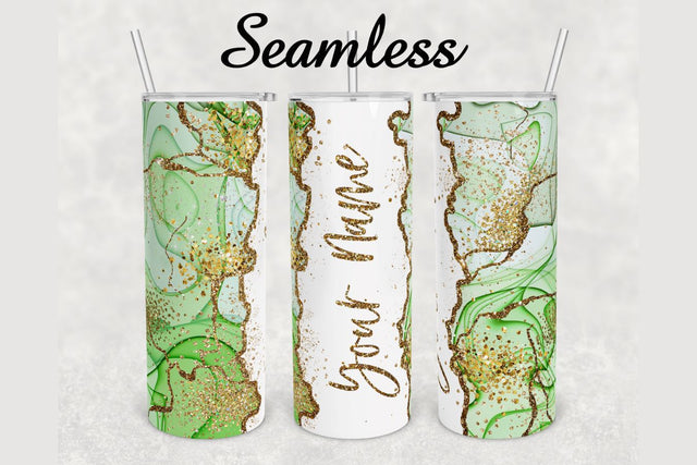 Green Alcohol Ink Glitter Agate Tumbler sublimation design 20 oz skinny tumbler wrap Sublimation BambinaCreations 