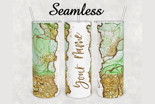 Green Alcohol Ink Gold Glitter Marble Tumbler sublimation design 20 oz skinny tumbler wrap Sublimation BambinaCreations 