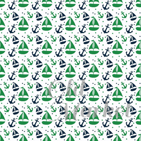 Green and Navy Nautical Designs Digital Paper Sublimation Old Market 