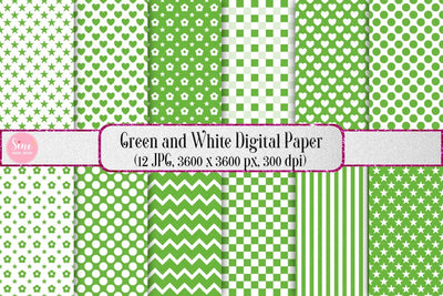 Green and White Pattern Seamless Digital Paper Backgrounds Digital Pattern SineDigitalDesign 
