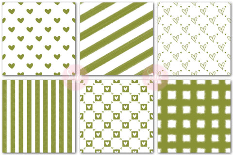 Green and White Valentines Digital Papers Backgrounds Set Digital Pattern SineDigitalDesign 