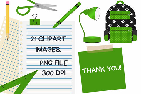 Green Back To School Clipart Set Sublimation Sublimatiz Designs 