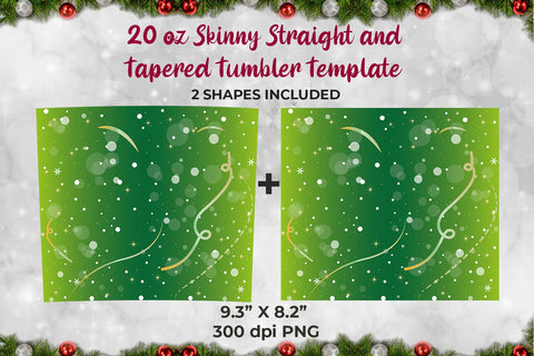 Green Christmas Background Tumbler Wrap Template 20 oz for Sublimation Sublimation Sublimatiz Designs 
