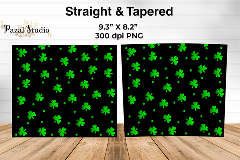 Green Clover Pattern St Patricks Day 20oz Skinny Tumbler Wrap Design Sublimation Pazal Studio 