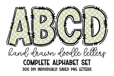 Green Gingham Doodle Letters Sublimation BijouBay 