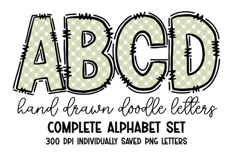 Green Gingham Doodle Letters Sublimation BijouBay 