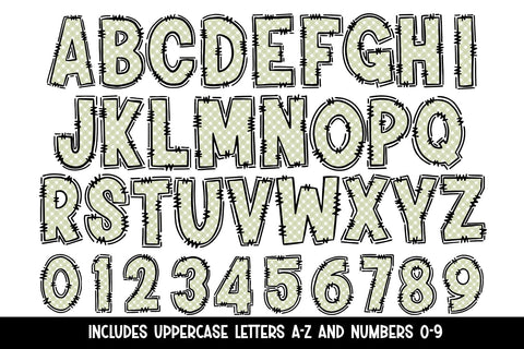 Green Gingham Doodle Letters Sublimation BijouBay 