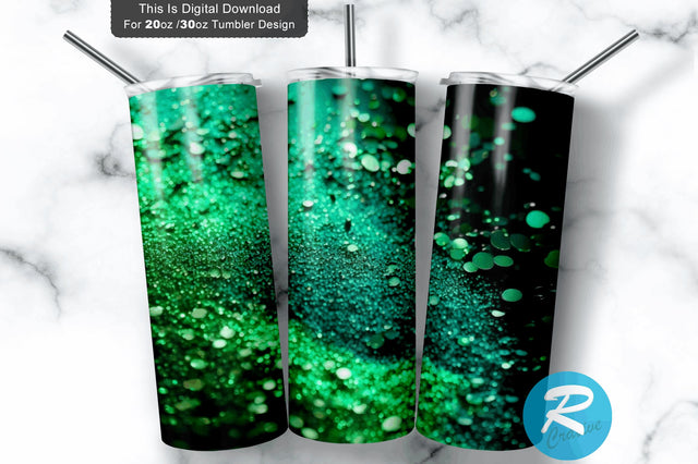 Green Glitter Colorful 20 oz / 30 oz Tumbler PNG Sublimation Regulrcrative 