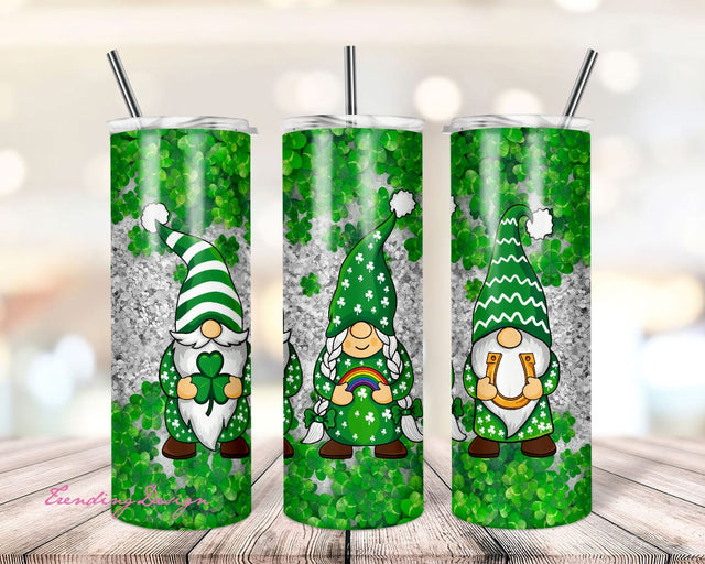 Green Glitter Gnomes 20oz Tumbler Sublimation TrendingDesign 