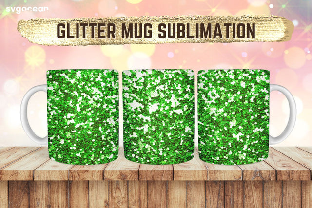Green Glitter Mug Design | PNG Bundle | Mug Wrap Sublimation SvgOcean 