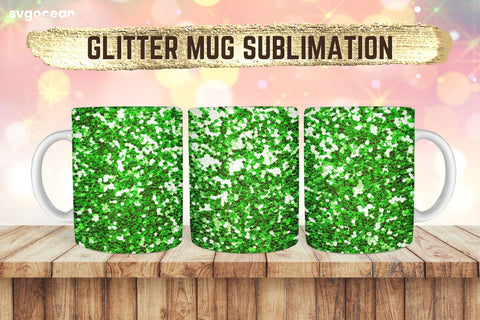 Green Glitter Mug Design | PNG Bundle | Mug Wrap Sublimation SvgOcean 