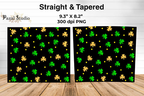 Green & Gold Clover Pattern St Patricks Day 20oz Skinny Tumbler Wrap Design Sublimation Pazal Studio 