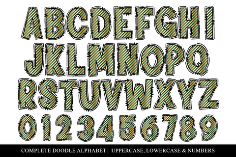 Green & Gold Doodle Letters, Christmas Sublimation Alpha Set Sublimation BijouBay 