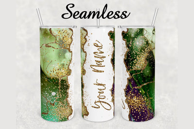 Green Gold Glitter Agate Tumbler sublimation design 20 oz skinny tumbler wrap Sublimation BambinaCreations 