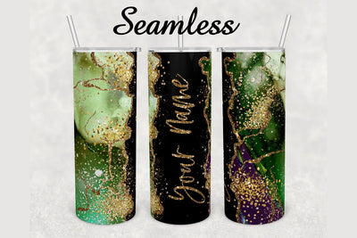 Green Gold Glitter Marble Tumbler sublimation design 20 oz skinny tumbler wrap Sublimation BambinaCreations 
