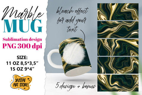 Green gold Marble sublimation mug 11oz 15oz. 5 PNG design Sublimation Yustaf Art Store 