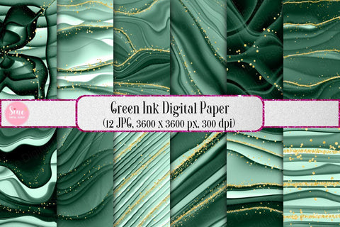 Green Ink Digital Papers Texture Backgrounds Digital Pattern SineDigitalDesign 