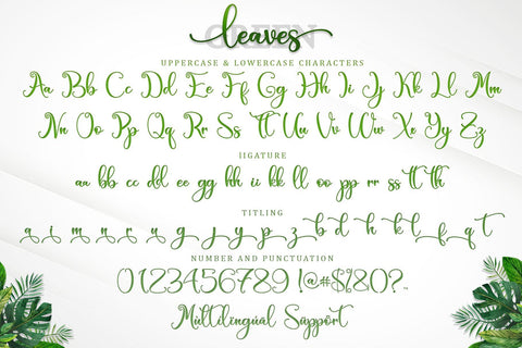Green Leaves Font Sakha Design Studio 