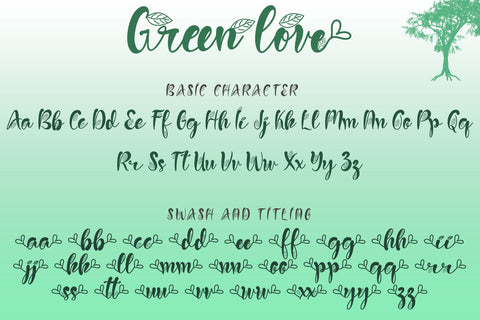 Green Love Font Prasetya Letter 