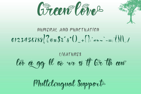 Green Love Font Prasetya Letter 